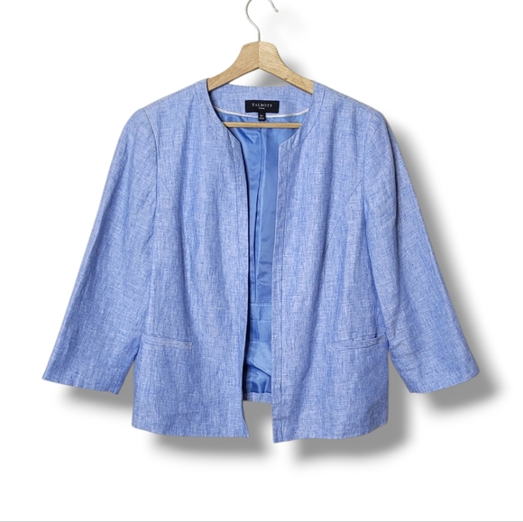 Talbots Jackets & Blazers - Talbots Petite 100% Linen Blazer Open Front 3/4 Sleeve Fully Lined Size 14P